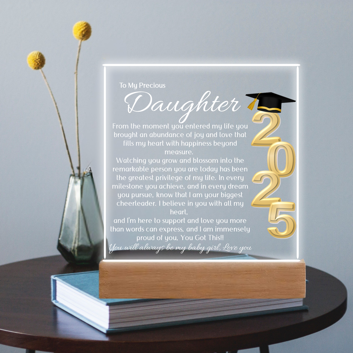Daughter Gift for Graduation 2025 Promotion gift for her Graduation gift for Daughter Acrylic Plaque Color Changing Nightlight
