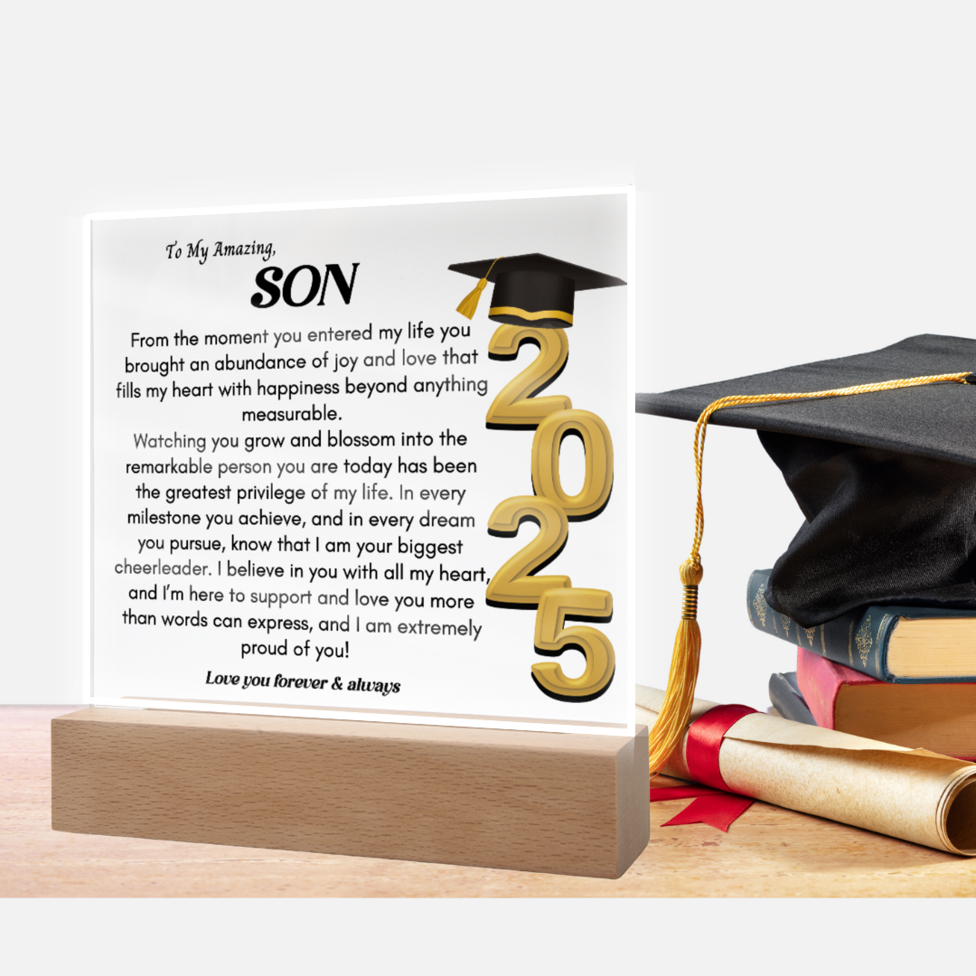 Graduation Gift for Son Nightlight Acrylic Plaque Promotion Gift 2025 Graduation Son gift for him Going away gift for Child Keepsake