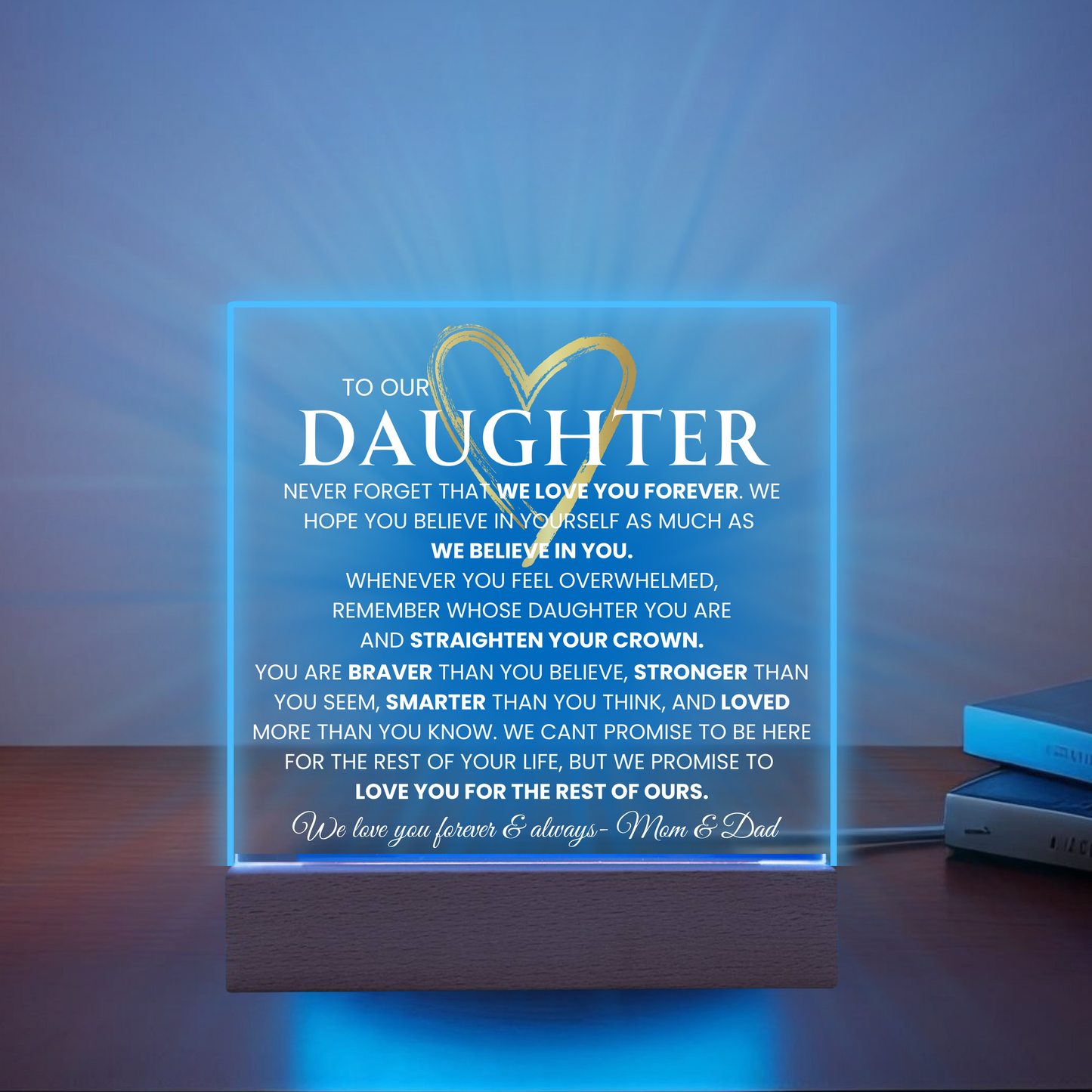 To Our Daughter Light up Nightlight Acrylic Plaque Gift for Daughter Birthday Graduation gift From Mom and Dad Daughter keepsake Encouragement Gift for her