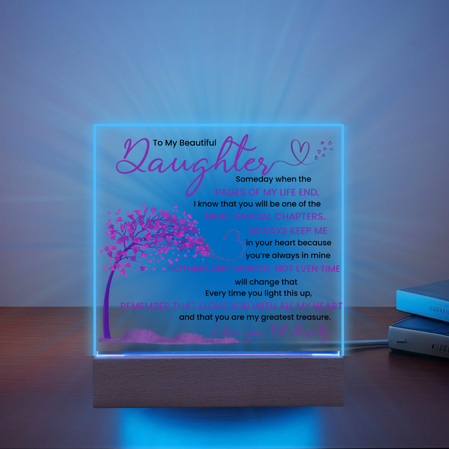 Night light Keepsake Gift for Daughter- Eternity- Plaque lamp Graduation Gift For Daughter, Gift From Mom, Gift From Dad, Birthday Gift Purple