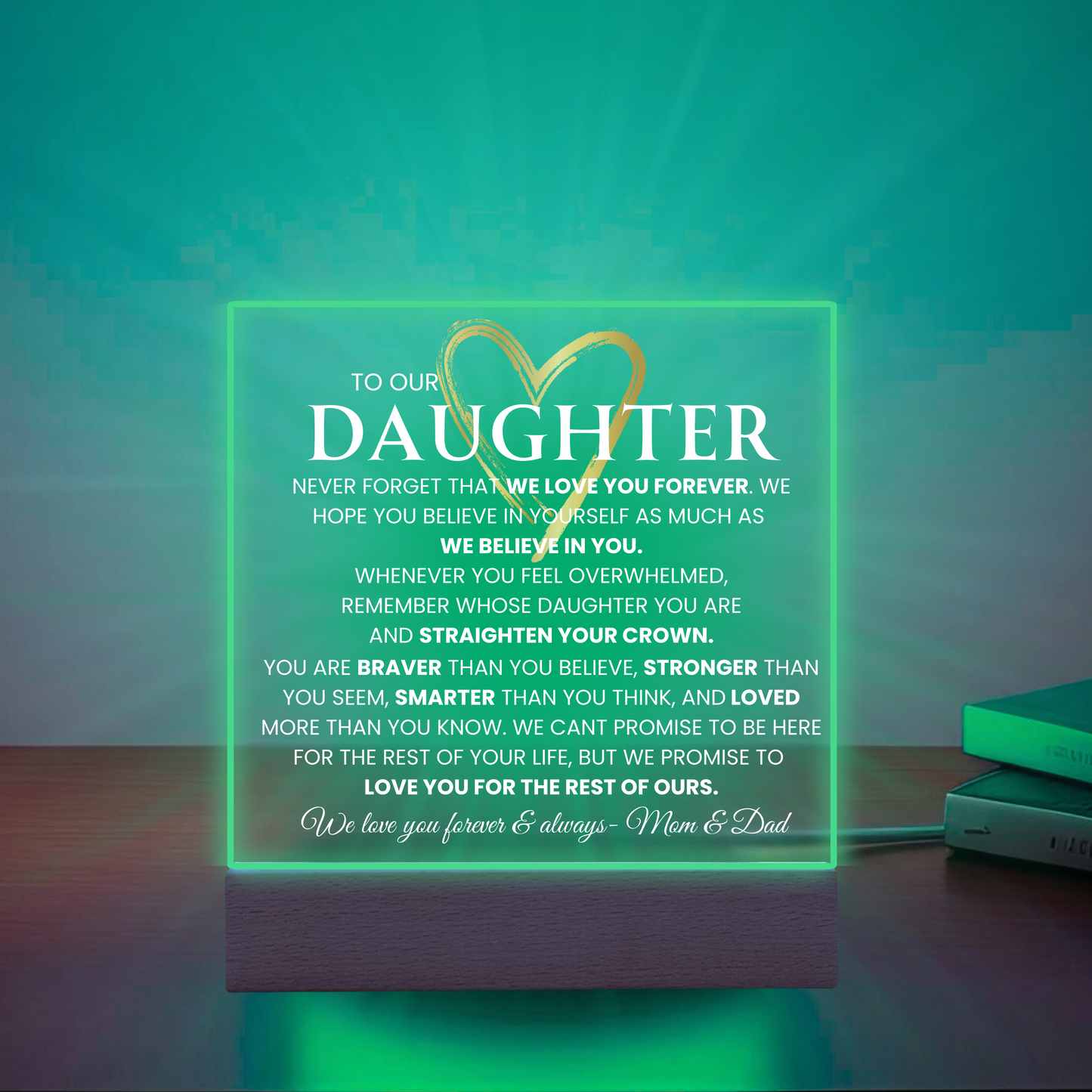 To Our Daughter Light up Nightlight Acrylic Plaque Gift for Daughter Birthday Graduation gift From Mom and Dad Daughter keepsake Encouragement Gift for her