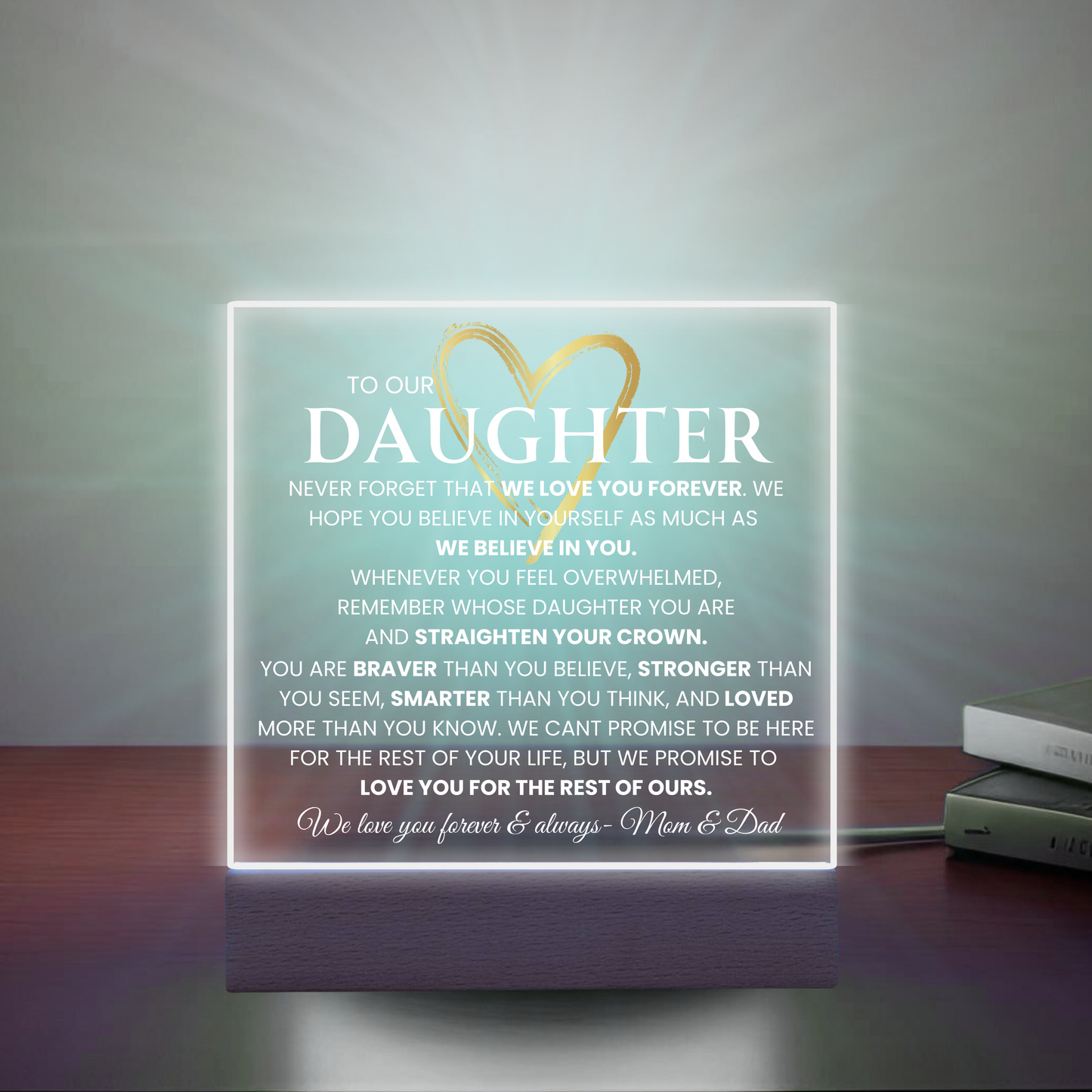 To Our Daughter Light up Nightlight Acrylic Plaque Gift for Daughter Birthday Graduation gift From Mom and Dad Daughter keepsake Encouragement Gift for her