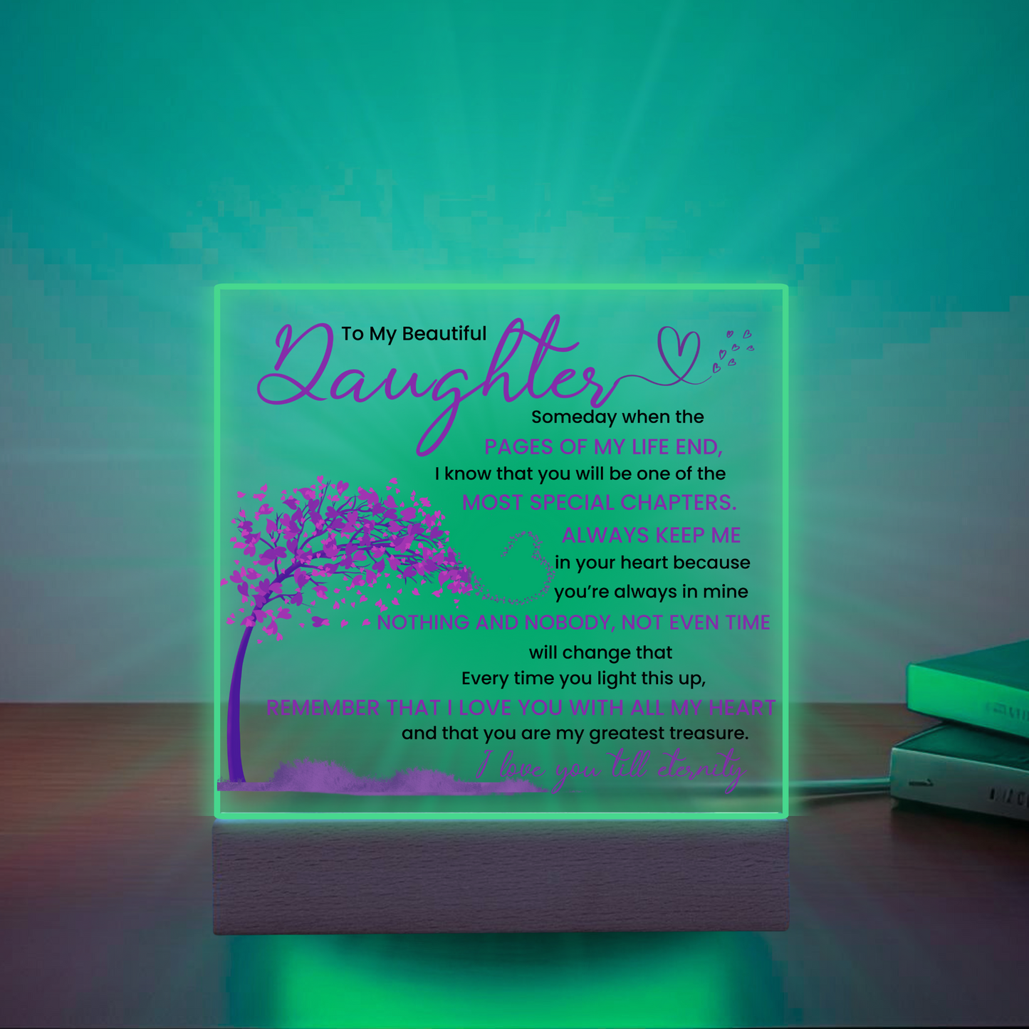 Night light Keepsake Gift for Daughter- Eternity- Plaque lamp Graduation Gift For Daughter, Gift From Mom, Gift From Dad, Birthday Gift Purple