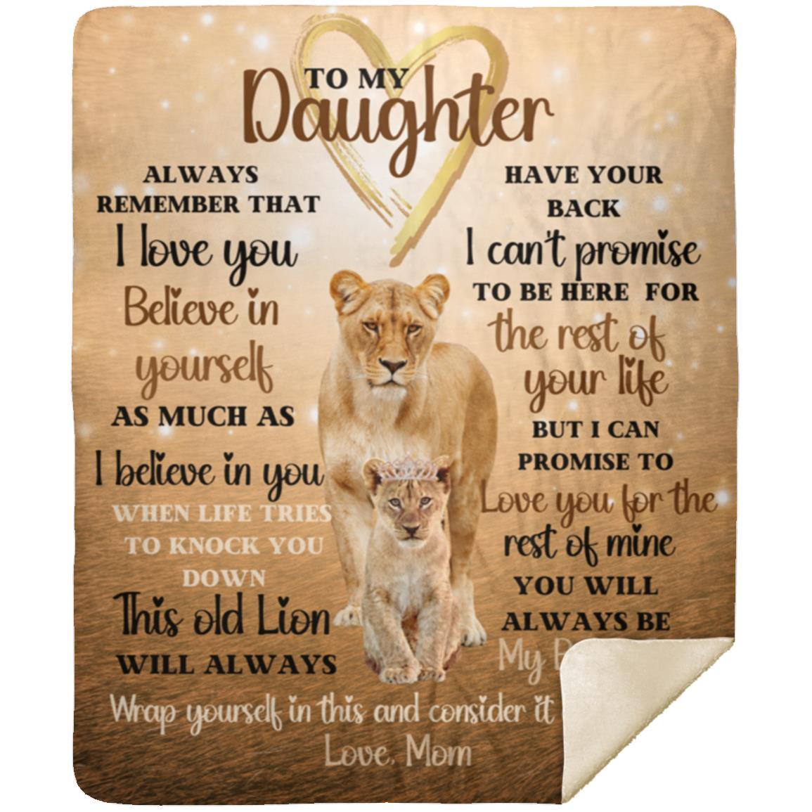 Mom to Daughter Gift, Gift For Daughter from Mom, Lions Glow Blanket Keepsake, Plush Blanket, Daughter Christmas gift, Daughter Birthday