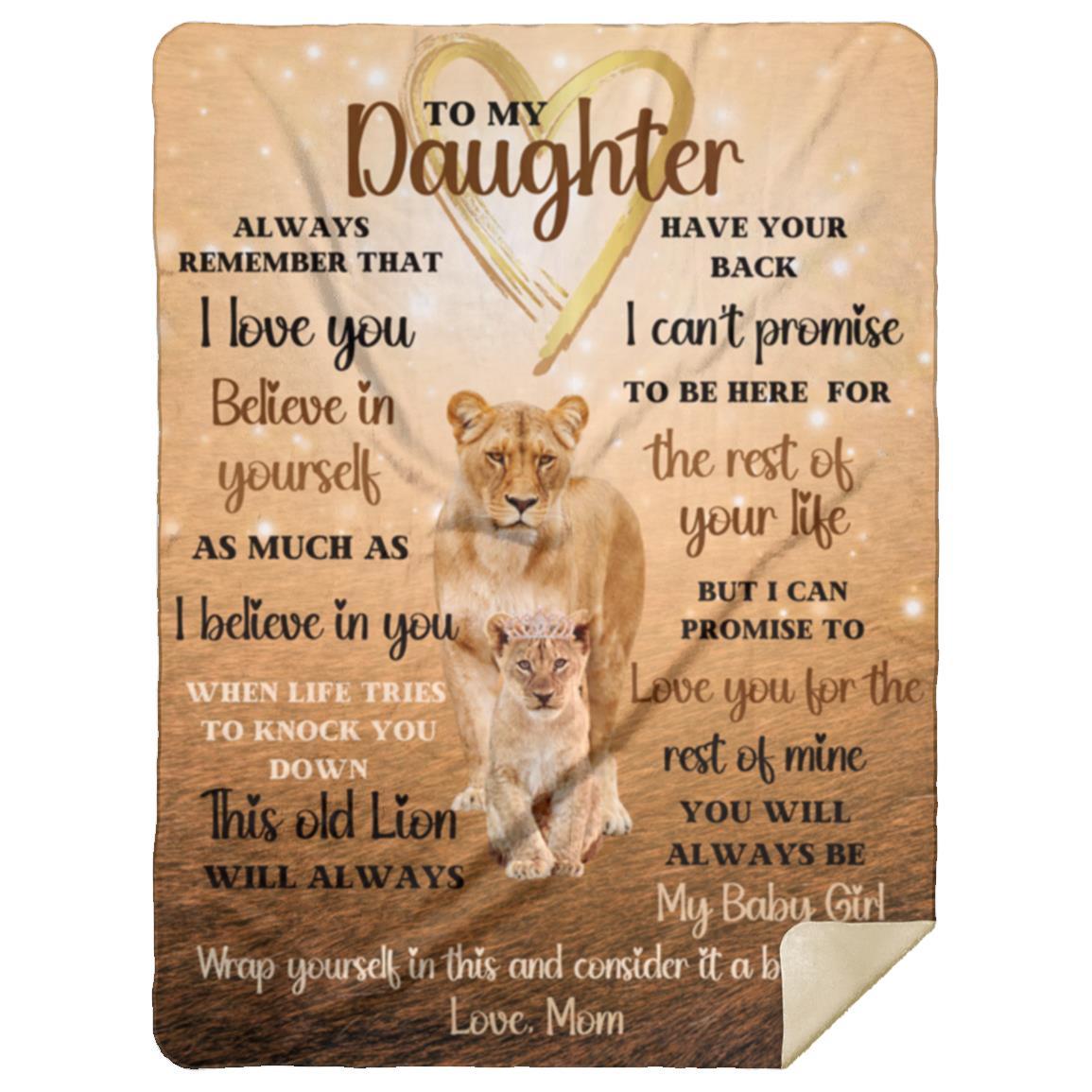 Mom to Daughter Gift, Gift For Daughter from Mom, Lions Glow Blanket Keepsake, Plush Blanket, Daughter Christmas gift, Daughter Birthday