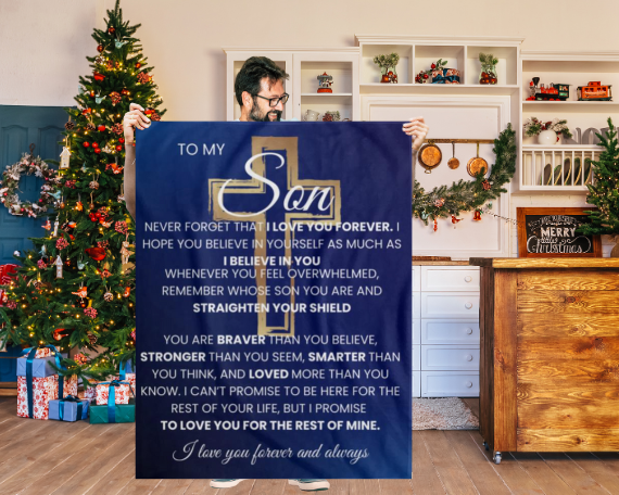 Son Gift Cross Blanket Never Forget Keepsake For Him Son Christmas Gift Cozy Fluffy Blanket