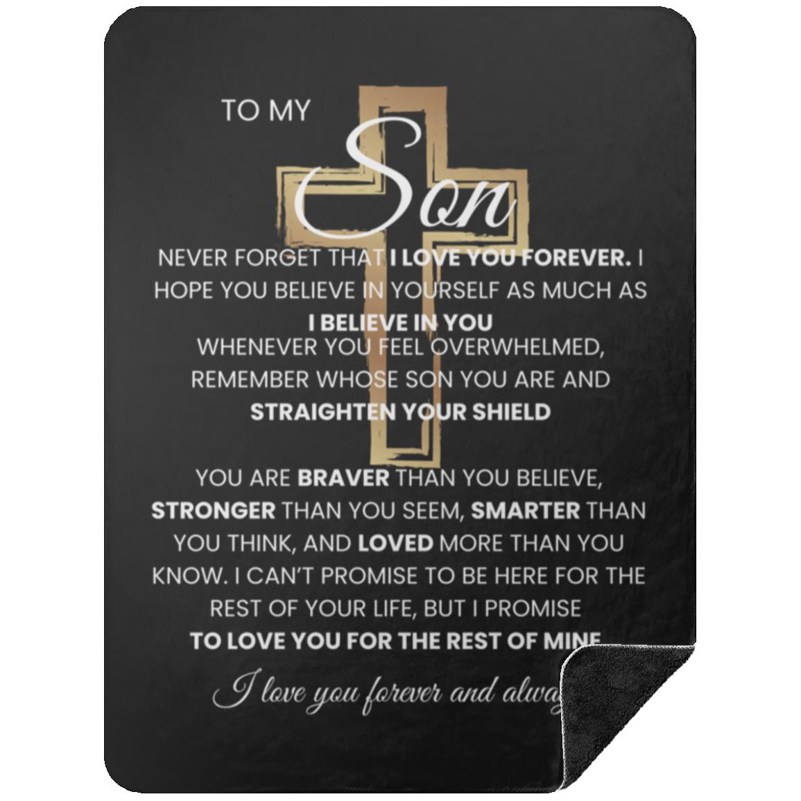 Son Gift Cross Blanket Never Forget That I Love You, Keepsake For Him Son Christmas Gift Cozy Fluffy Blanket