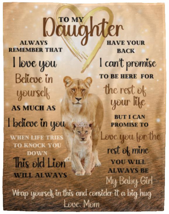 Mom to Daughter Gift, Gift For Daughter from Mom, Lions Glow Blanket Keepsake, Plush Blanket, Daughter Christmas gift, Daughter Birthday