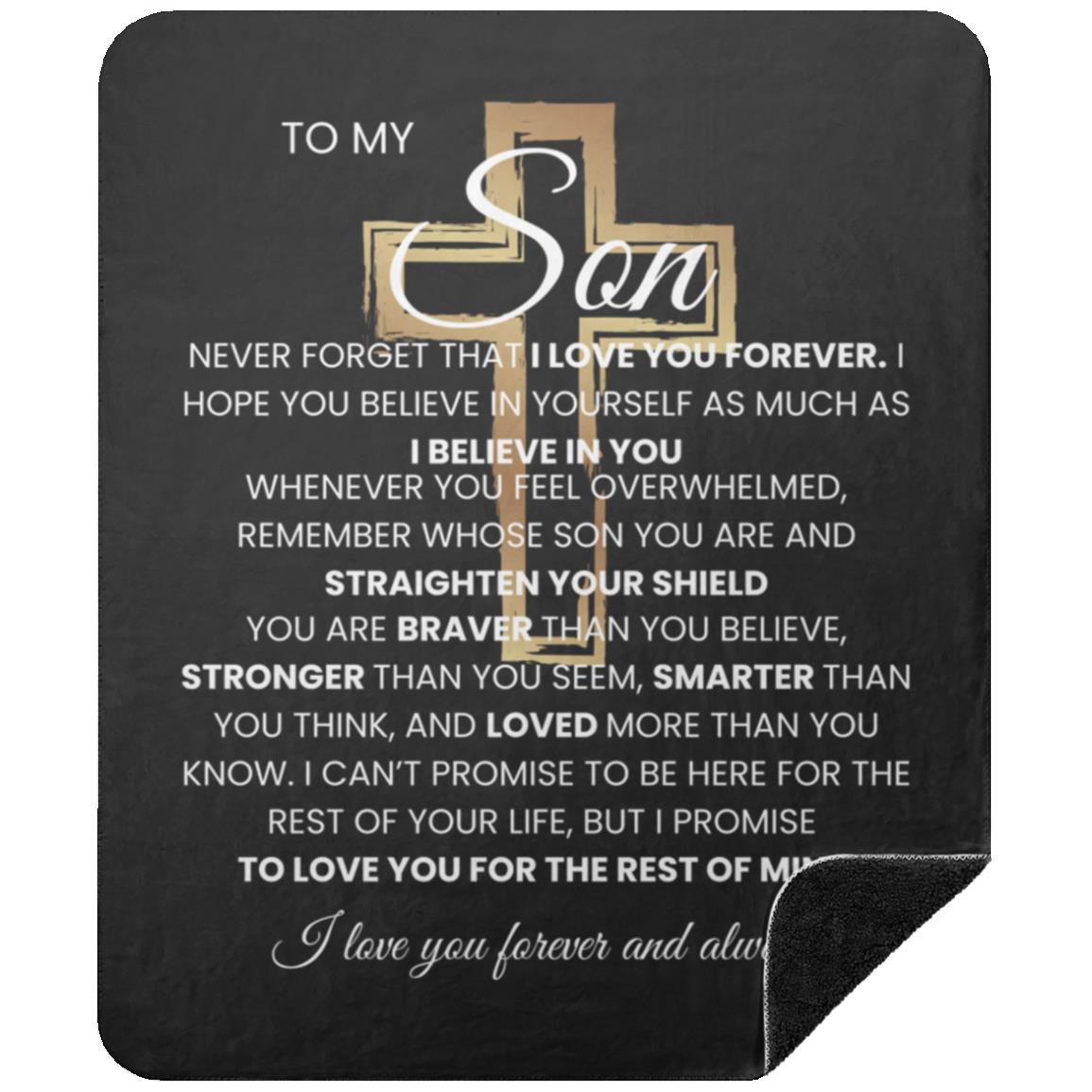 Son Gift Cross Blanket Never Forget That I Love You, Keepsake For Him Son Christmas Gift Cozy Fluffy Blanket