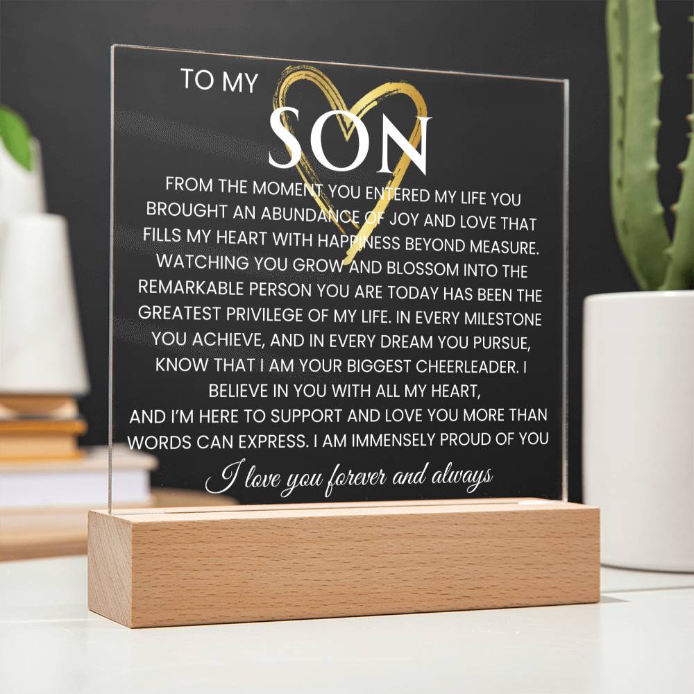To My Son Acrylic Plaque Graduation Gift for Son Birthday Gift Promotion Gift from Mom Gift From Dad- Proud of You