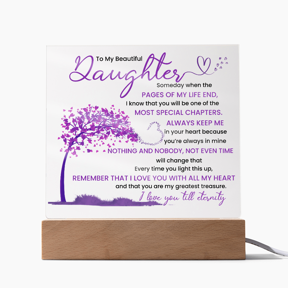Night light Keepsake Gift for Daughter- Eternity- Plaque lamp Graduation Gift For Daughter, Gift From Mom, Gift From Dad, Birthday Gift Purple