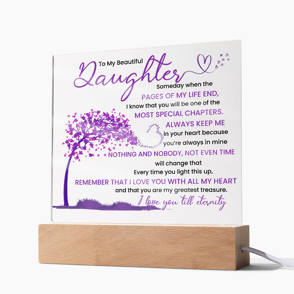 Night light Keepsake Gift for Daughter- Eternity- Plaque lamp Graduation Gift For Daughter, Gift From Mom, Gift From Dad, Birthday Gift Purple