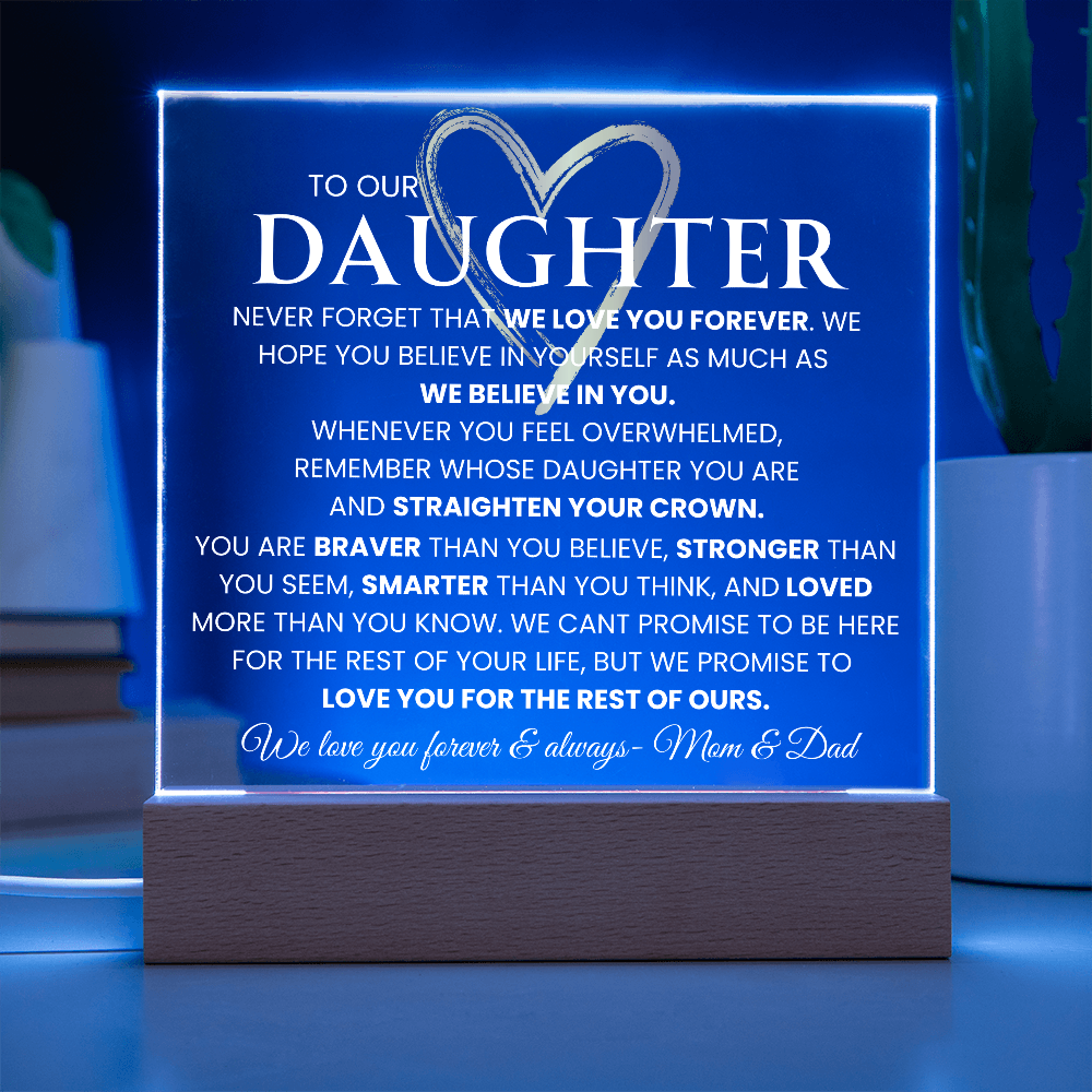 To Our Daughter Light up Nightlight Acrylic Plaque Gift for Daughter Birthday Graduation gift From Mom and Dad Daughter keepsake Encouragement Gift for her