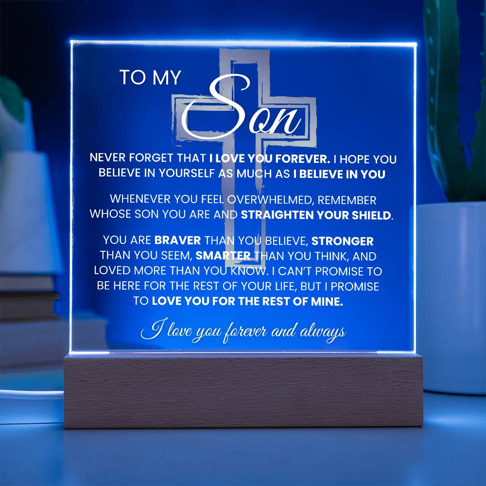 To My Son, Son Gift "Never Forget That I Love You" Keepsake with Night light Son Gift Graduation Gift Birthday Gift for Him Gift for Son, Christmas