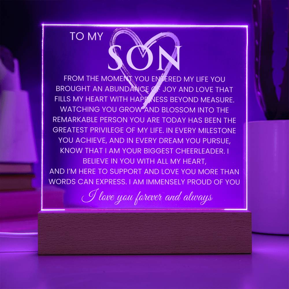 To My Son Acrylic Plaque Graduation Gift for Son Birthday Gift Promotion Gift from Mom Gift From Dad- Proud of You