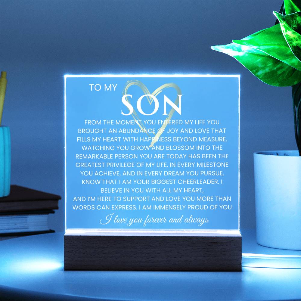 To My Son Acrylic Plaque Graduation Gift for Son Birthday Gift Promotion Gift from Mom Gift From Dad- Proud of You