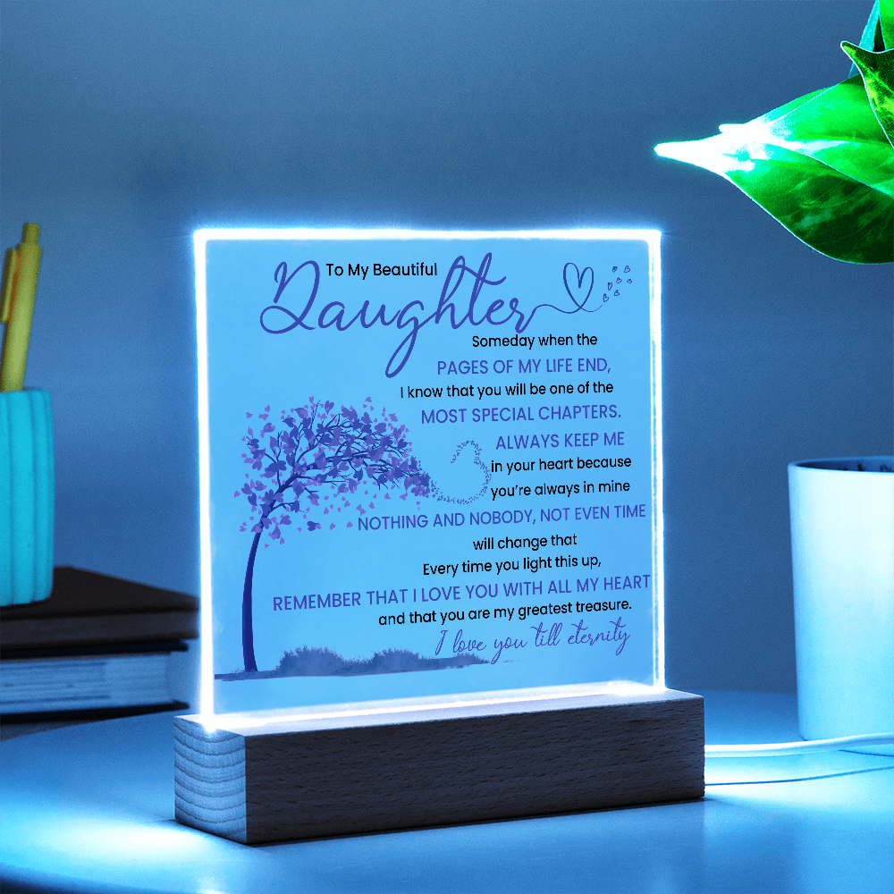 Night light Keepsake Gift for Daughter- Eternity- Plaque lamp Graduation Gift For Daughter, Gift From Mom, Gift From Dad, Birthday Gift Purple