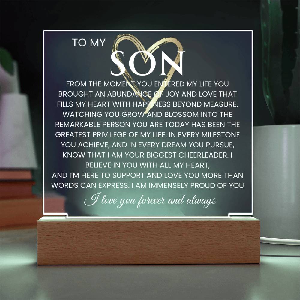 To My Son Acrylic Plaque Graduation Gift for Son Birthday Gift Promotion Gift from Mom Gift From Dad- Proud of You
