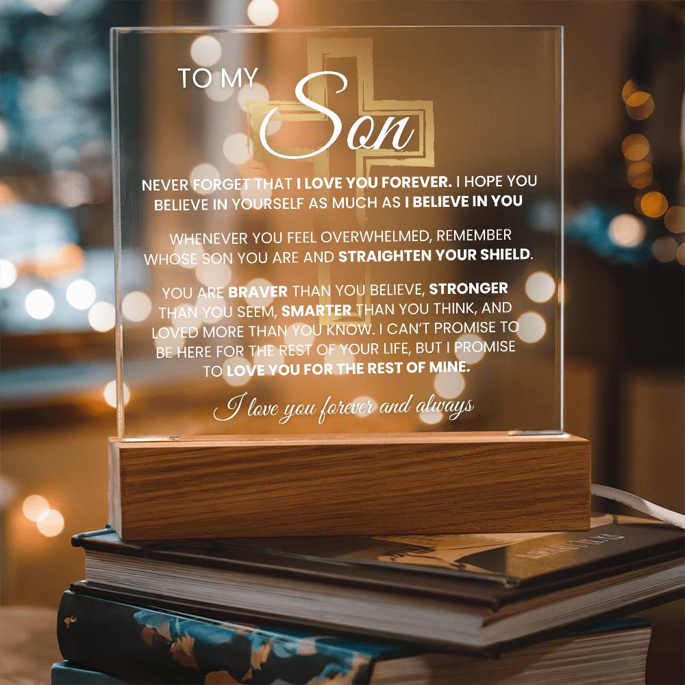To My Son, Son Gift "Never Forget That I Love You" Keepsake with Night light Son Gift Graduation Gift Birthday Gift for Him Gift for Son, Christmas