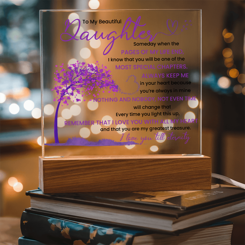 Night light Keepsake Gift for Daughter- Eternity- Plaque lamp Graduation Gift For Daughter, Gift From Mom, Gift From Dad, Birthday Gift Purple