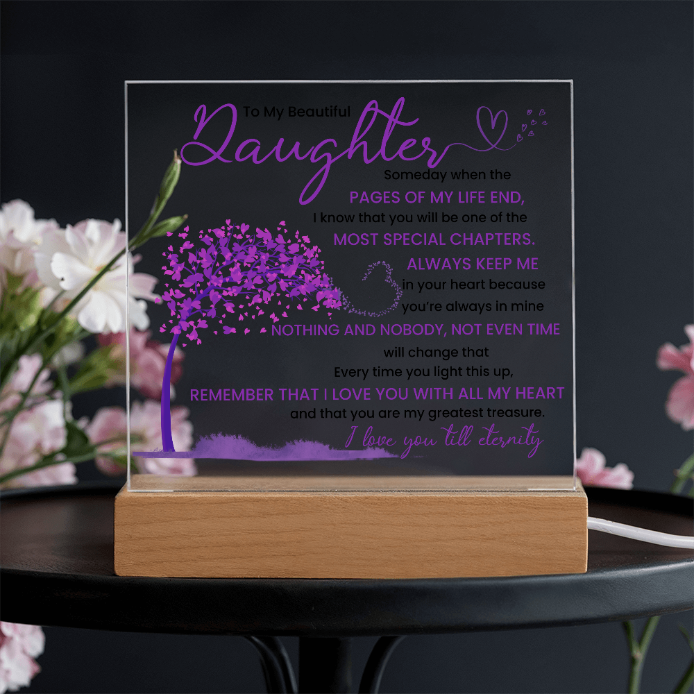 Night light Keepsake Gift for Daughter- Eternity- Plaque lamp Graduation Gift For Daughter, Gift From Mom, Gift From Dad, Birthday Gift Purple