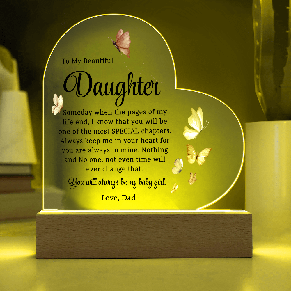 Gift For Daughter Color Changing Acrylic Heart Keepsake My Beautiful Daughter from Dad, Daughter Birthday gift for her Personalized Christmas gift