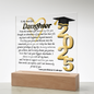 Daughter Graduation Gift-So Proud of You Acrylic Plaque LED Option Promotion Gift You Did It Gift for Her Gift for Grad 2025