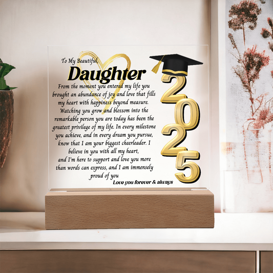 Daughter Graduation Gift-So Proud of You Acrylic Plaque LED Option Promotion Gift You Did It Gift for Her Gift for Grad 2025