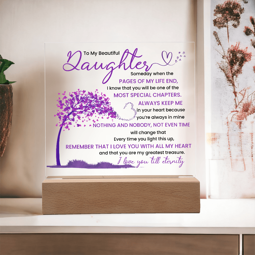 Night light Keepsake Gift for Daughter- Eternity- Plaque lamp Graduation Gift For Daughter, Gift From Mom, Gift From Dad, Birthday Gift Purple