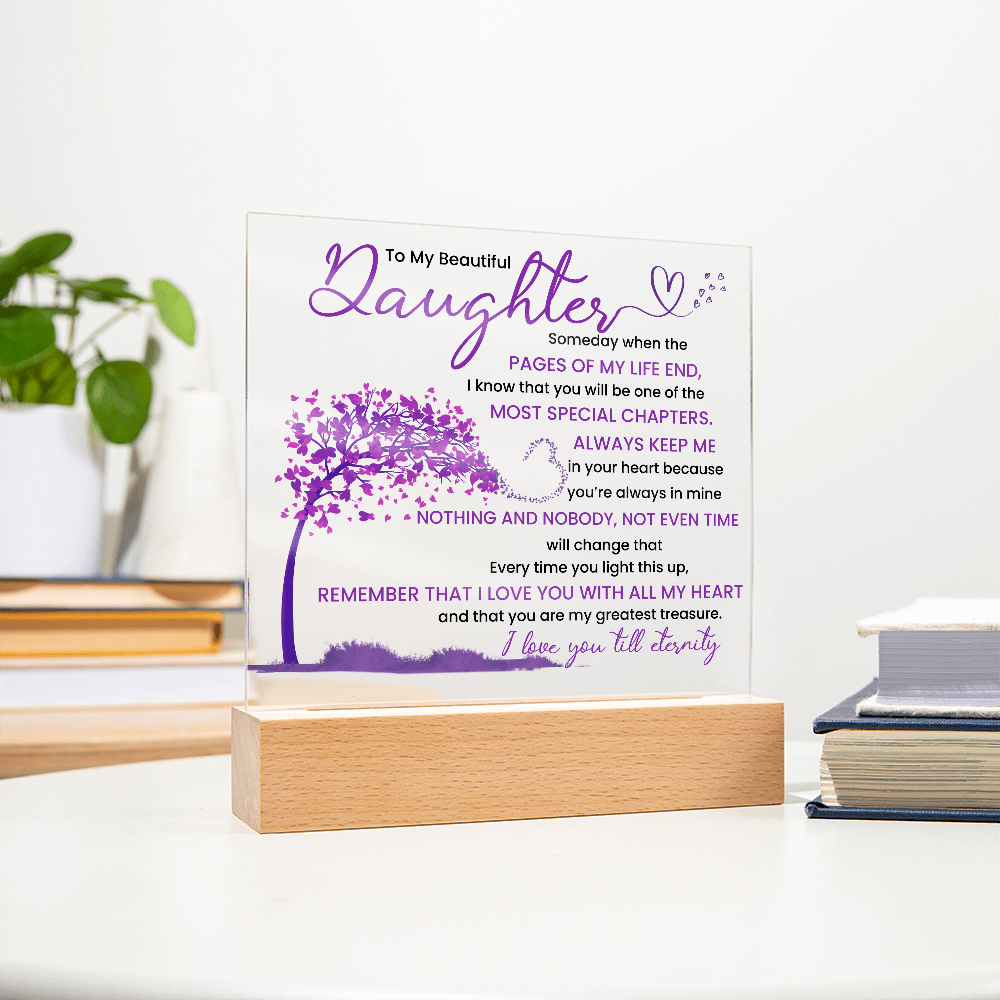 Night light Keepsake Gift for Daughter- Eternity- Plaque lamp Graduation Gift For Daughter, Gift From Mom, Gift From Dad, Birthday Gift Purple