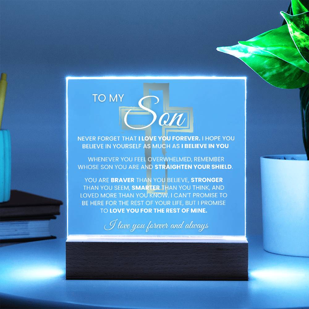 To My Son, Son Gift "Never Forget That I Love You" Keepsake with Night light Son Gift Graduation Gift Birthday Gift for Him Gift for Son, Christmas