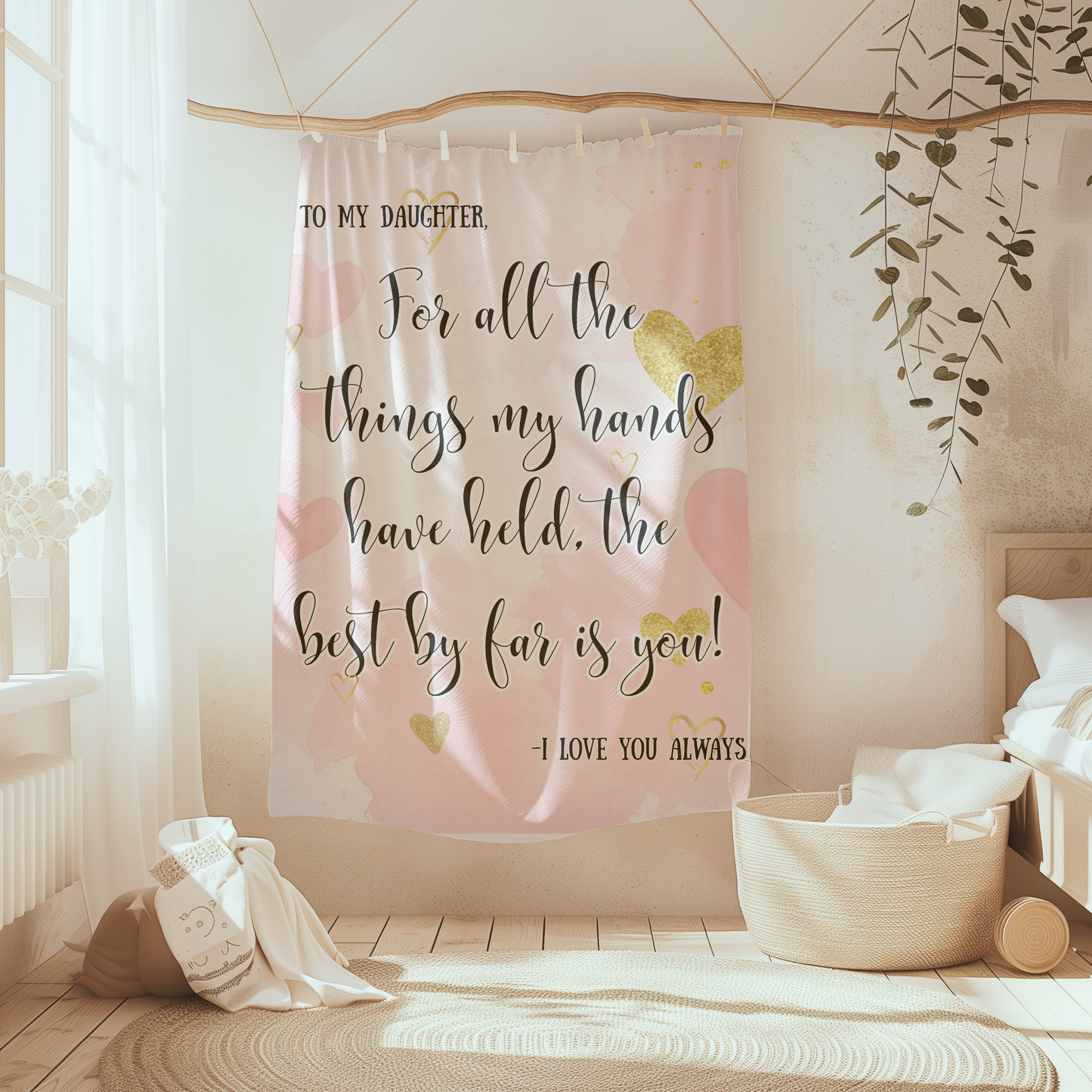 To My Daughter Blanket with hearts, sentimental quote blanket, Gift from Mom or Dad, Cozy throw, Birthday Christmas Gift For Daughter Gift for her