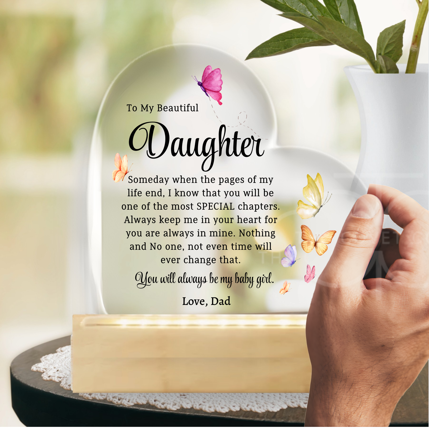Gift For Daughter Color Changing  Acrylic Heart Keepsake My Beautiful Daughter from Dad, Daughter Birthday gift for her Personalized Christmas gift