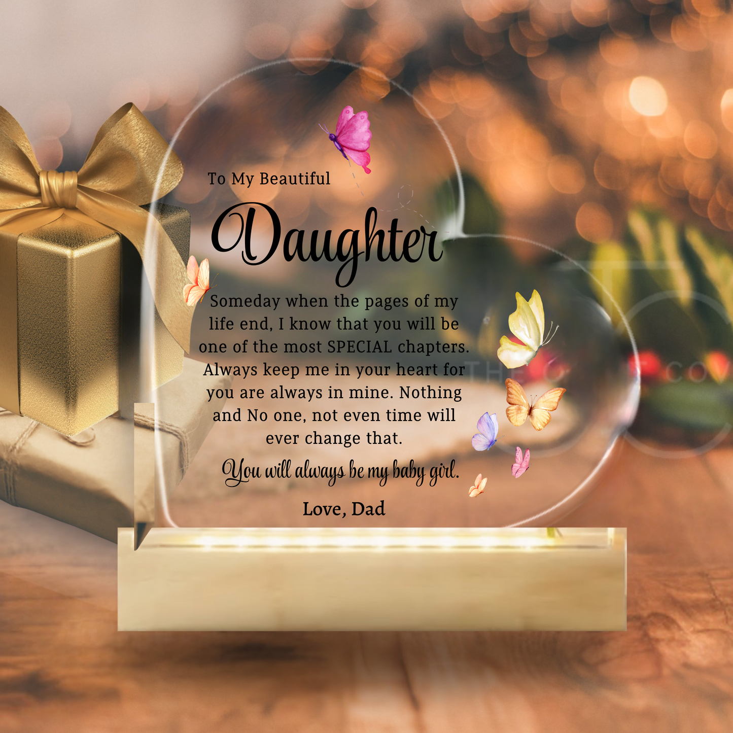 Gift For Daughter Color Changing  Acrylic Heart Keepsake My Beautiful Daughter from Dad, Daughter Birthday gift for her Personalized Christmas gift