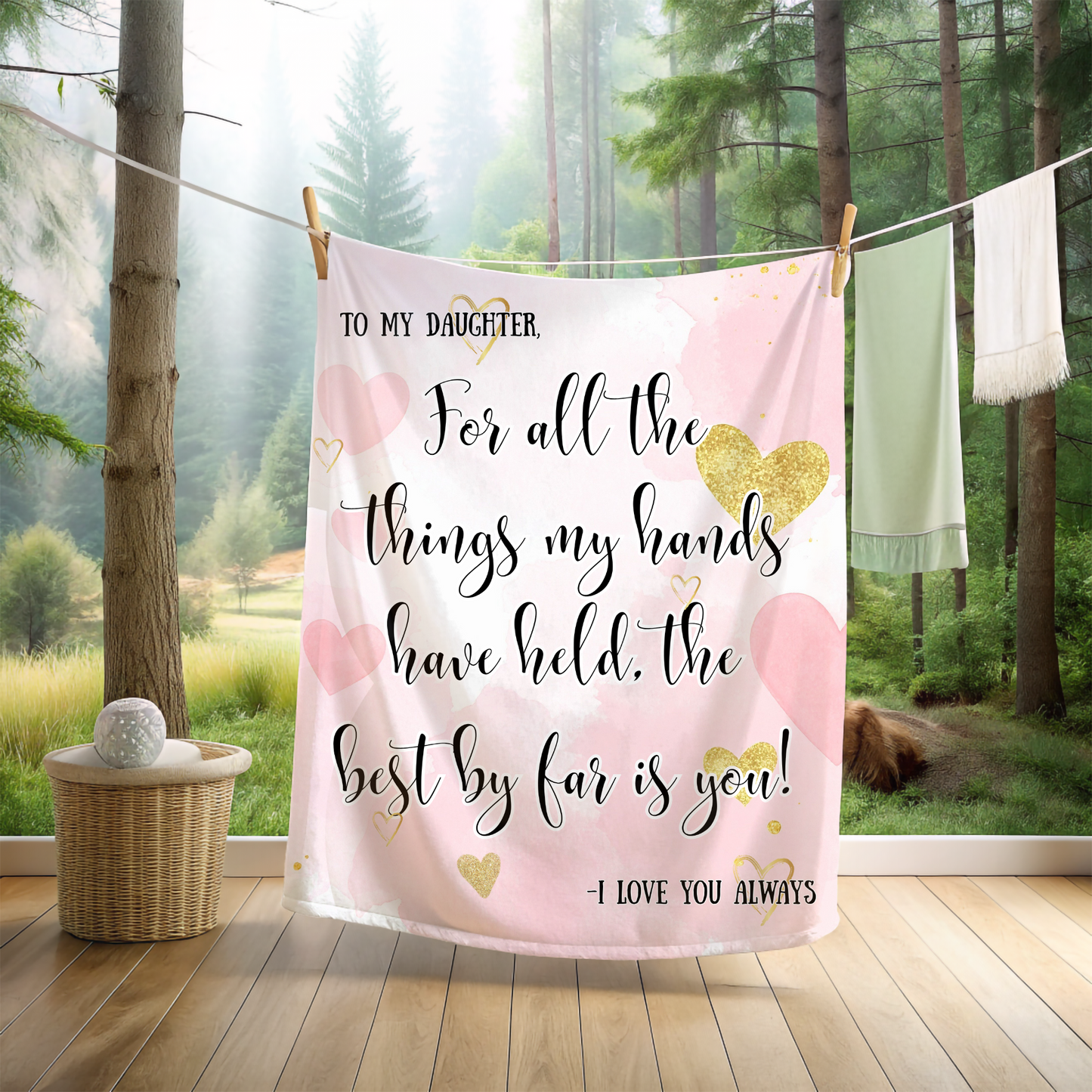 To My Daughter Blanket with hearts, sentimental quote blanket, Gift from Mom or Dad, Cozy throw, Birthday Christmas Gift For Daughter Gift for her