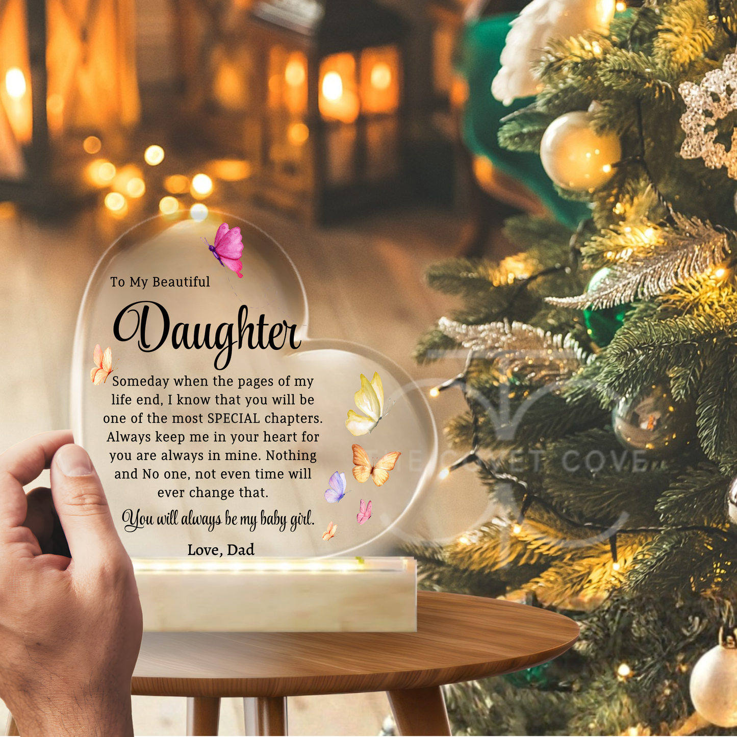 Gift For Daughter Color Changing  Acrylic Heart Keepsake My Beautiful Daughter from Dad, Daughter Birthday gift for her Personalized Christmas gift