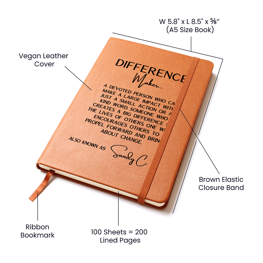 Difference Maker Custom Journal With Name, Teacher  appreciation, Dr Gift, Promotion 4