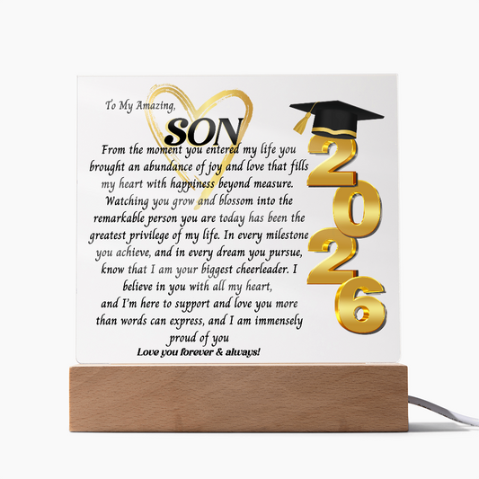 Graduation Gift For, So Proud Of You Acrylic Plaque Promotion Gift, Gift for Son, Grad Gift, Achievement Gift, Gift from mom, Gift From Dad