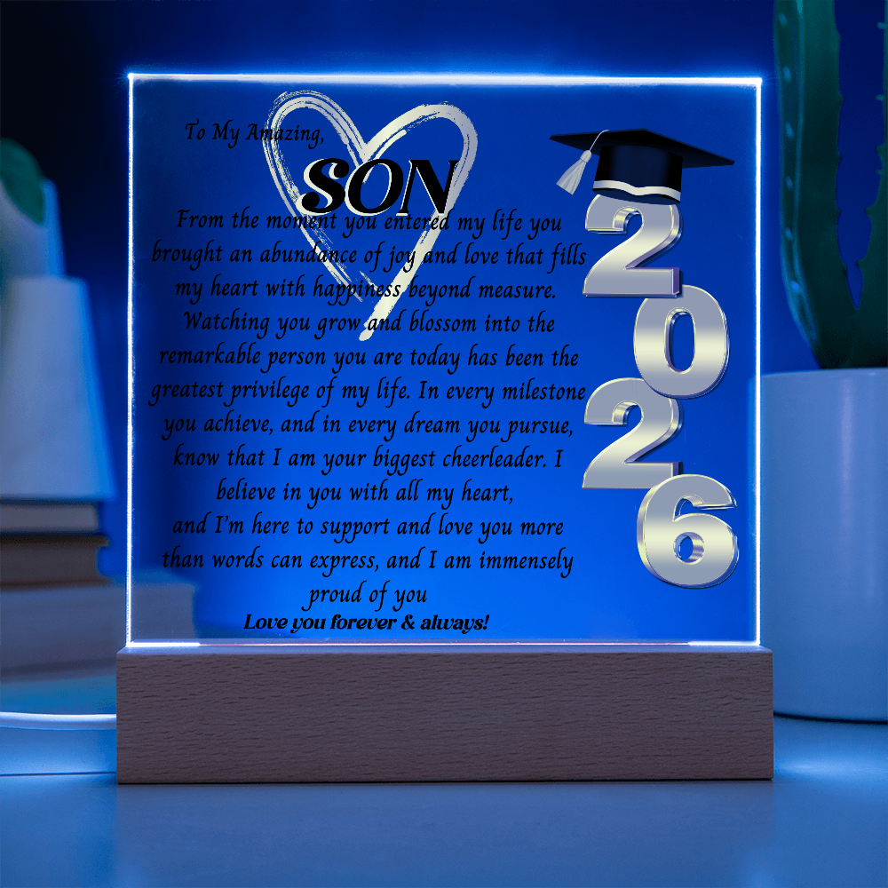 Graduation Gift For, So Proud Of You Acrylic Plaque Promotion Gift, Gift for Son, Grad Gift, Achievement Gift, Gift from mom, Gift From Dad