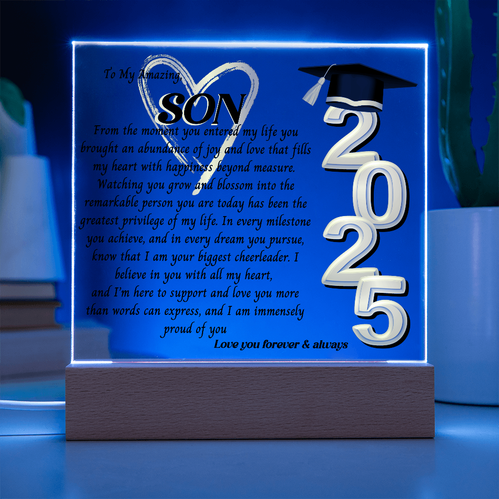 Son Graduation Gift-So Proud Of You Acrylic Plaque Promotion Gift, Gift for Son, Grad Son Gift, Christmas Gift, Gift from mom, gift from Dad