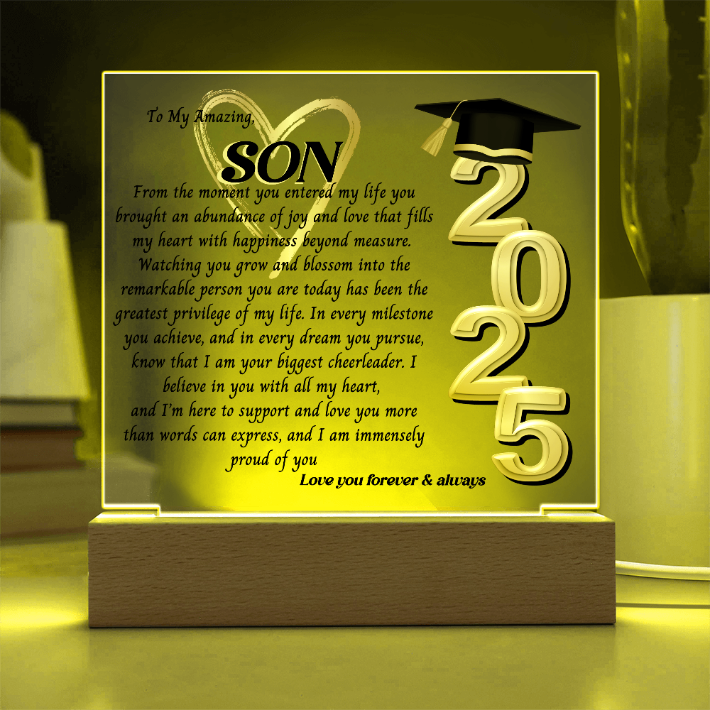 Son Graduation Gift-So Proud Of You Acrylic Plaque Promotion Gift, Gift for Son, Grad Son Gift, Christmas Gift, Gift from mom, gift from Dad