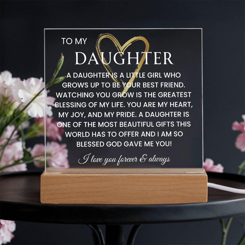 Gift For Daughter Message to My Daughter Gift For Her Birthday Gift for Daughter Gift From Mom Acrylic Sign with Lighting Plaque for Graduation Gift