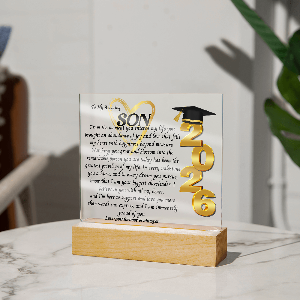 Graduation Gift For, So Proud Of You Acrylic Plaque Promotion Gift, Gift for Son, Grad Gift, Achievement Gift, Gift from mom, Gift From Dad