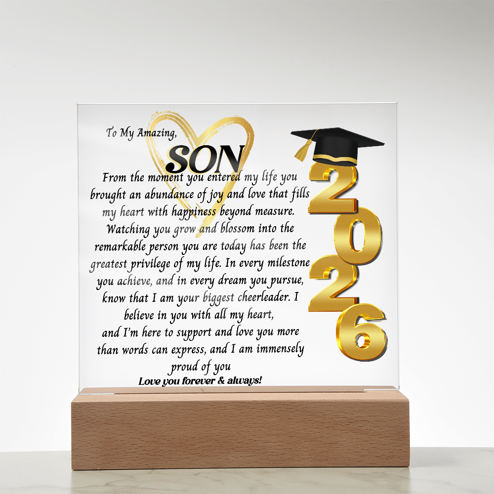 Graduation Gift For, So Proud Of You Acrylic Plaque Promotion Gift, Gift for Son, Grad Gift, Achievement Gift, Gift from mom, Gift From Dad