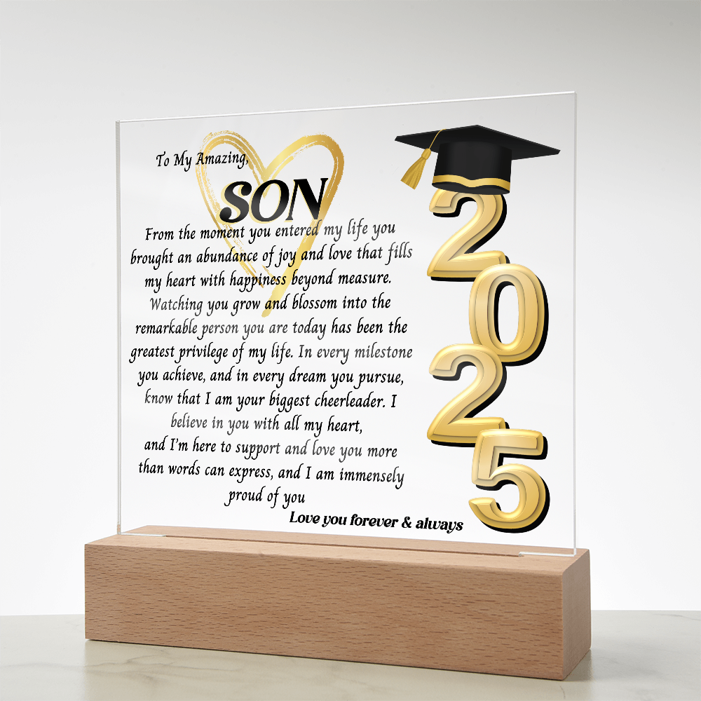 Son Graduation Gift-So Proud Of You Acrylic Plaque Promotion Gift, Gift for Son, Grad Son Gift, Christmas Gift, Gift from mom, gift from Dad