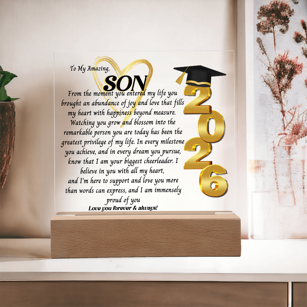 Graduation Gift For, So Proud Of You Acrylic Plaque Promotion Gift, Gift for Son, Grad Gift, Achievement Gift, Gift from mom, Gift From Dad