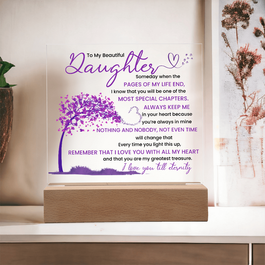 Night light Keepsake Gift for Daughter- Eternity- Plaque lamp Graduation Gift For Daughter, Gift From Mom, Gift From Dad, Birthday Gift Purple