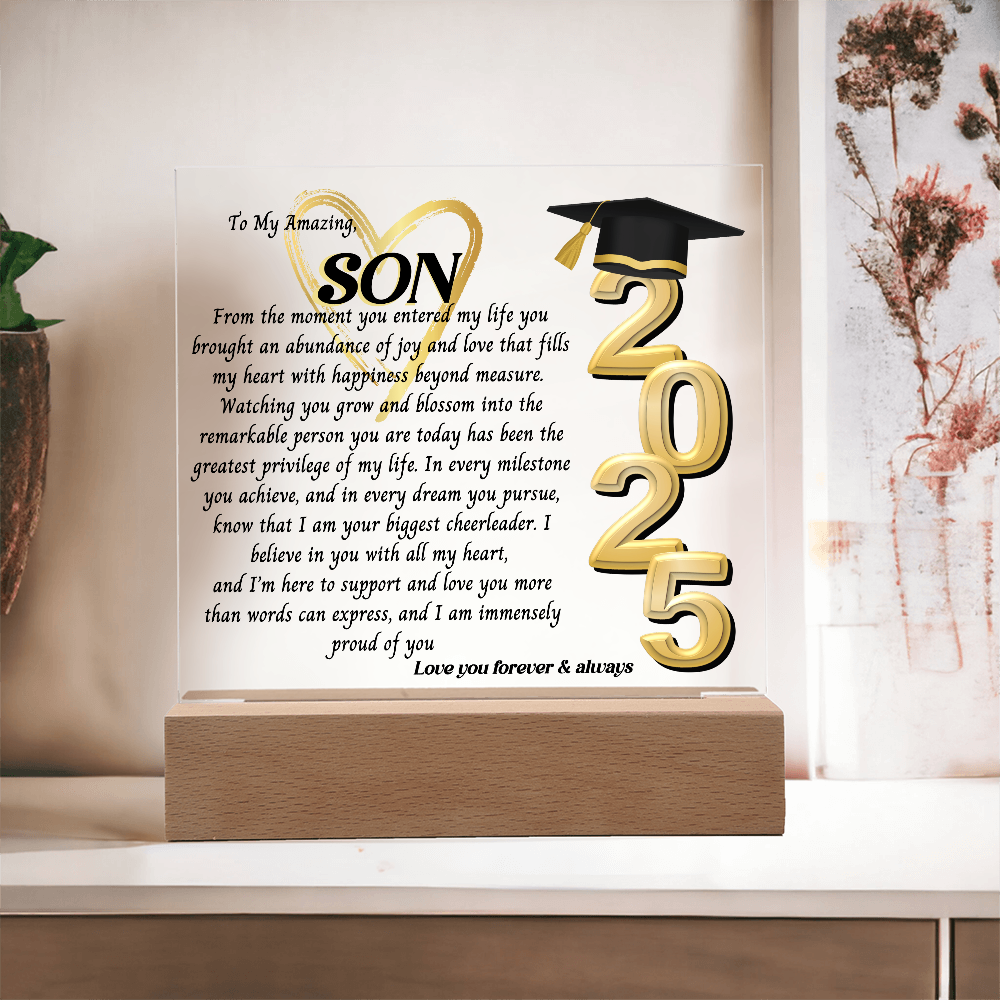 Son Graduation Gift-So Proud Of You Acrylic Plaque Promotion Gift, Gift for Son, Grad Son Gift, Christmas Gift, Gift from mom, gift from Dad
