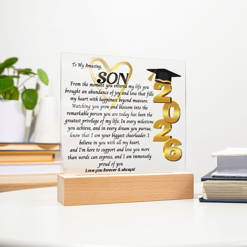 Graduation Gift For, So Proud Of You Acrylic Plaque Promotion Gift, Gift for Son, Grad Gift, Achievement Gift, Gift from mom, Gift From Dad