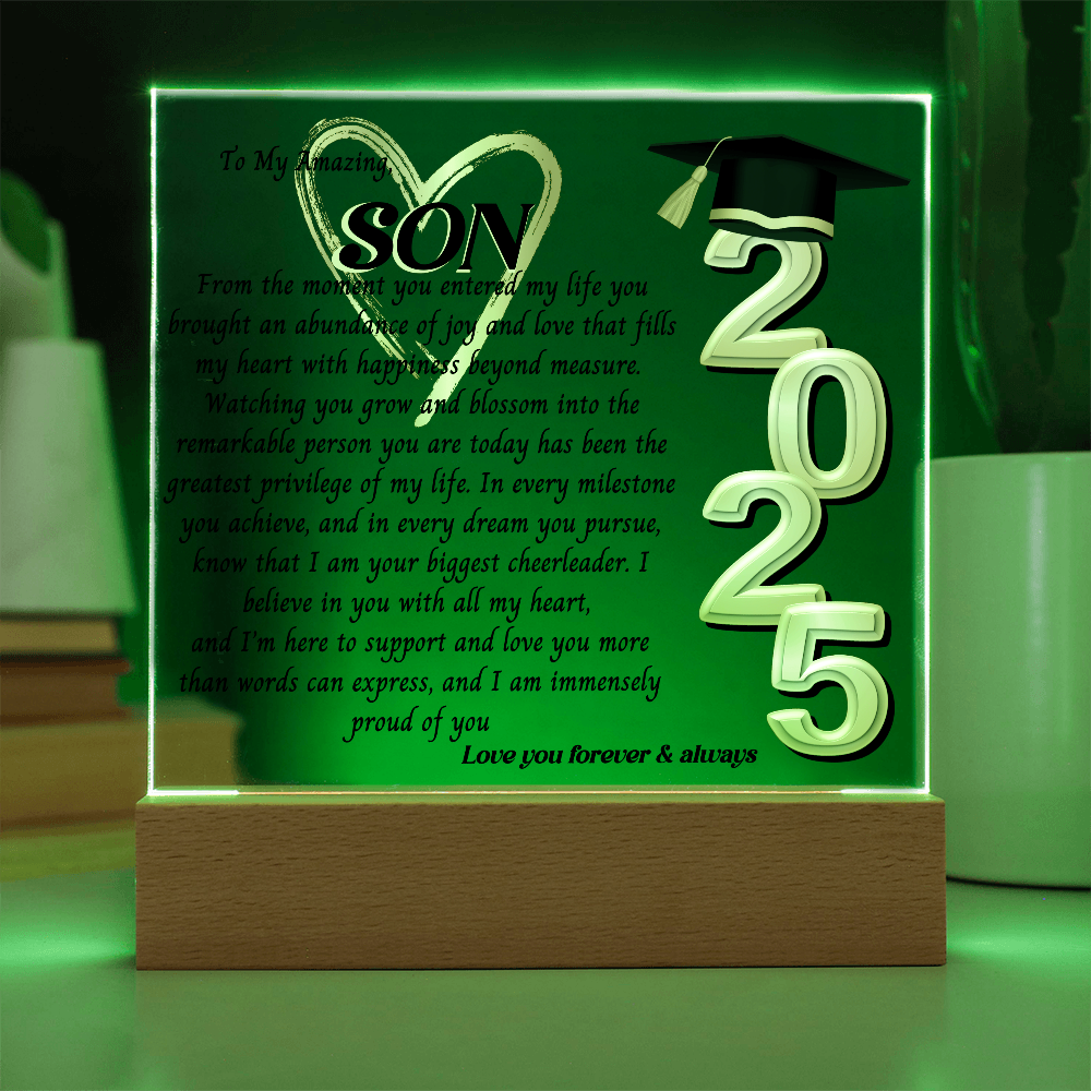 Son Graduation Gift-So Proud Of You Acrylic Plaque Promotion Gift, Gift for Son, Grad Son Gift, Christmas Gift, Gift from mom, gift from Dad